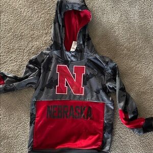 Nebraska Kids Hoodie - Camouflage Red and Gray